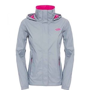 North face rain jacket sz sm grey/pink trim